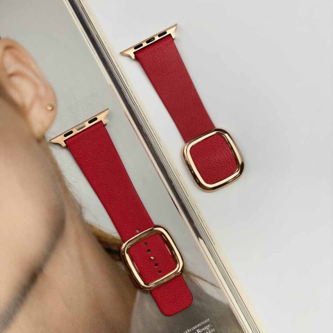 Шкіряний ремінець Modern Buckle Leather для Apple Watch 38/40/41mm Gold/Product red Шкіряний ремінець Modern Buckle Leather для Apple Watch 38/40/41mm Gold/Product red